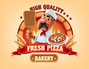 Wall Mural - fresh pizza and bakery shop