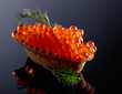 Canape with red caviar .