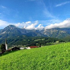 Canvas Print - ELMAU mit Wilden Kaiser im Hintergrund ( Tirol )