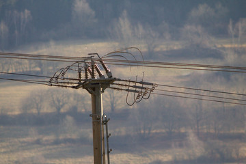 Wall Mural - Power line, high voltage wires.