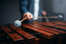 Xylophone Player Hands With Sticks, Wooden Sounds
