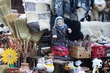 A roadside souvenir market located not far from the city of Brasov in Romania.