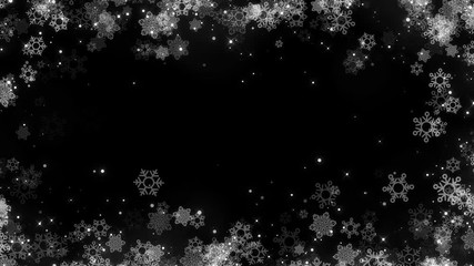 Wall Mural - christmas white snowflakes frame with alpha, looped