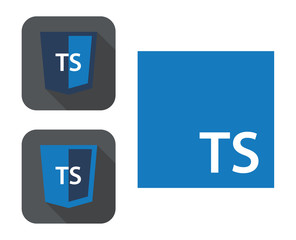 Wall Mural - vector collection of web development shield signs - html5 styled badge with ts letters. isolated ico