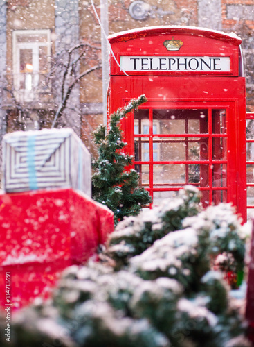 Red Telephone Box In The Snow Telephone Booth In Winter Christmas Tree Gifts Phone Booth Buy This Stock Photo And Explore Similar Images At Adobe Stock Adobe Stock