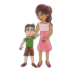 Wall Mural - Mom and son cartoon