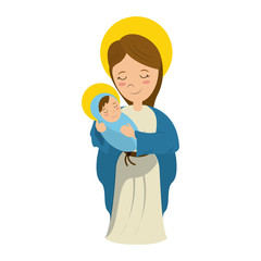 Sticker - Virgin mary cartoon icon vector illustration graphic design