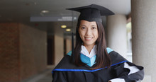Woman Get Graduation In University Campus