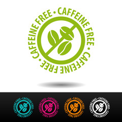 Caffeinel free badge, logo, icon. Flat vector illustration on white background. Can be used business company.