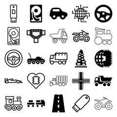Wall Mural - Set of 25 drive filled and outline icons