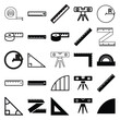 Set of 25 ruler filled and outline icons