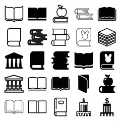 Poster - Set of 25 library filled and outline icons