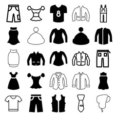 Sticker - Set of 25 apparel filled and outline icons