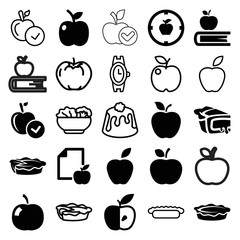 Wall Mural - Set of 25 apple filled and outline icons