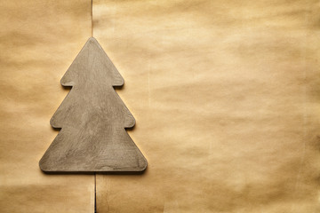 Sticker - Christmas tree on handmade paper sheet background