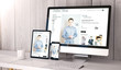 © MclittleStock - devices responsive on workspace showing responsive online shop