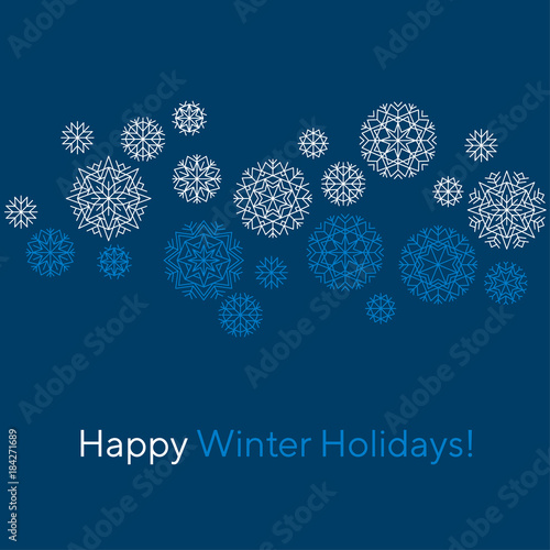 abstract snowflakes header in line style. winter simple snow decor vector ill...