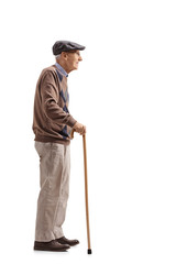 Wall Mural - Senior with a cane waiting in line