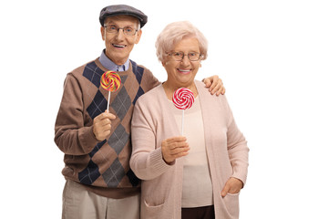 Poster - Senior couple with lollipops