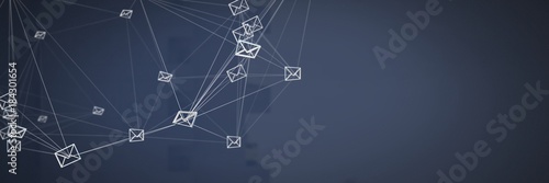 Fotomural email message app icons connected and dark background
