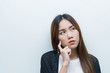 © reewungjunerr - Business woman think for ideas isolate on white background,Thailand people,Secretary girl thinking concept