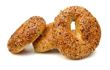 Wall Mural - Everything Bagels Isolated on White background 