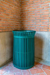 Wall Mural - Trash can and brick wall