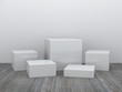 © jm1366 - Pedestal for display,Platform for design,Blank product stand with empty room.3D rendering.