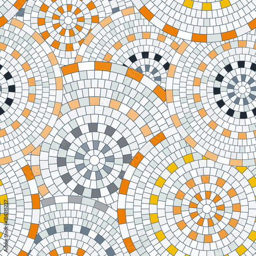 Abstract seamless pattern of geometric shapes. Circular mosaic.