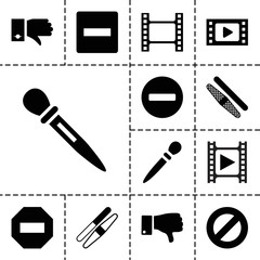 Canvas Print - Negative icons. set of 13 editable filled negative icons