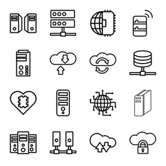 Canvas Print - Set of 16 server outline icons