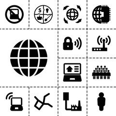 Wall Mural - network icons. set of 13 editable filled network icons