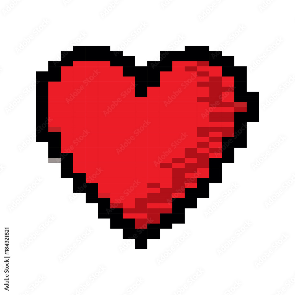 video game heart life icon vector illustration pixelated image Stock ...