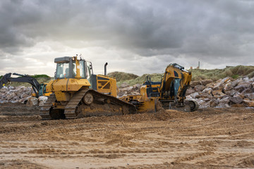 Poster - engins au travail sur le chantier