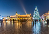 Fototapeta Mapy - Krakow, Poland, Christmas tree on Main Market square
