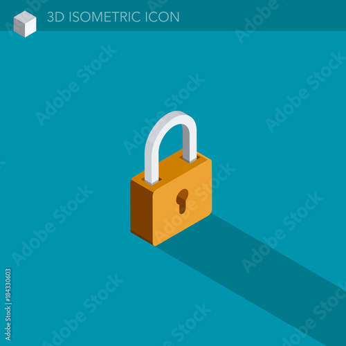 Fotomural cadenas icône 3D isométrique - padlock 3D isometric web icon