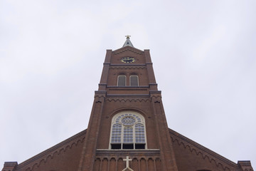 church steeple brick clock