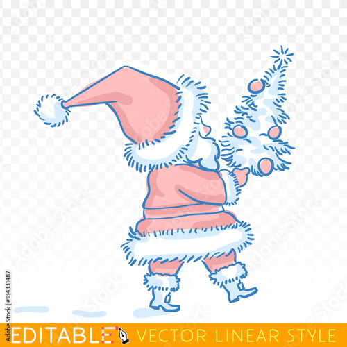 Coloring Book With Santa Claus Christmas Tree And Presents