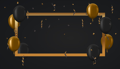 Wall Mural - Vector modern golden balloons background for happy berthday or anniversary day.