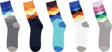 Colorful Sock. Argyle Pattern. Vector Illustration 