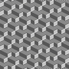 Wall Mural - Abstract 3d seamless geometric pattern. Black, white, gray background. Rectangle, square and stripes shapes.