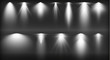 © andreu1990 - Vector light sources, concert lighting, stage spotlights set. Concert spotlight with beam, illuminated spotlights for web design illustration