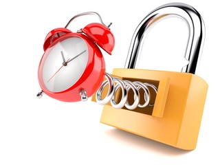 Canvas Print - Padlock with alarm clock