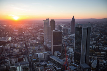 Wall Mural - frankfurt germany evening sundown from above