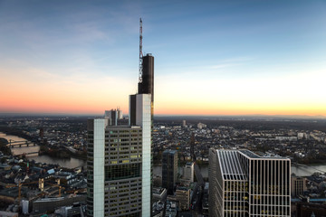 Wall Mural - frankfurt germany evening sundown from above