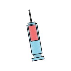 Sticker - medical syringe medicine vaccine healthcare vector illustration