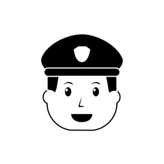 Wall Mural - policeman face happy authority character vector illustration black image