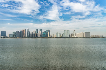 modern city waterfront downtown skyline,China..