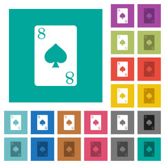 Poster - Eight of spades card square flat multi colored icons