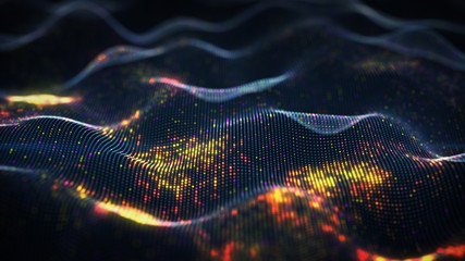 Abstract glowing virtual neural network